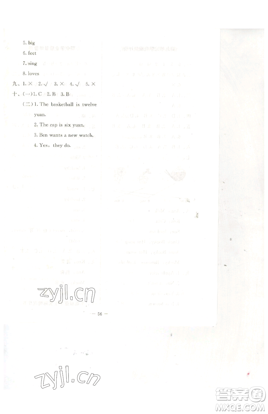 北京師范大學(xué)出版社2023課堂精練四年級(jí)下冊英語北師大版三起參考答案