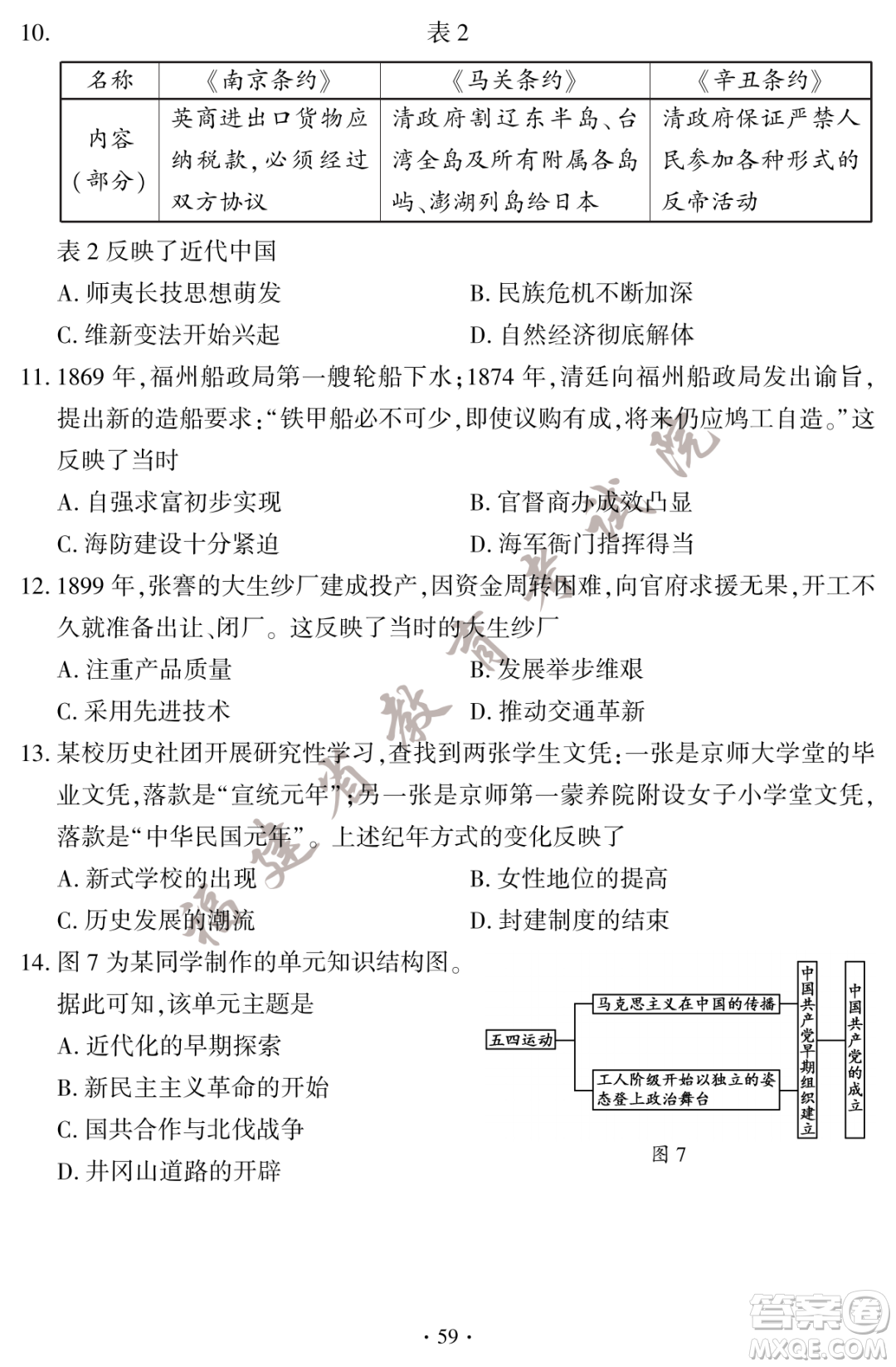 2023福建中考?xì)v史真題答案