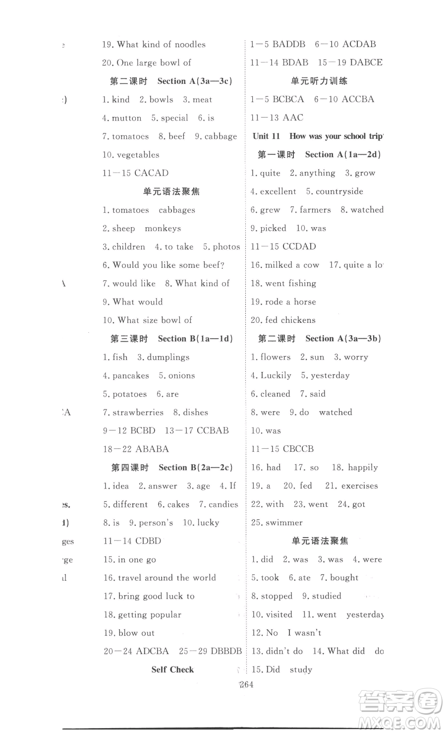 湖北科學(xué)技術(shù)出版社2023高效課堂導(dǎo)學(xué)案七年級(jí)下冊(cè)英語(yǔ)人教版參考答案