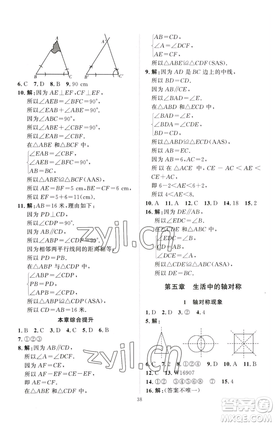 延邊教育出版社2023優(yōu)+學案課時通七年級下冊數(shù)學北師大版參考答案