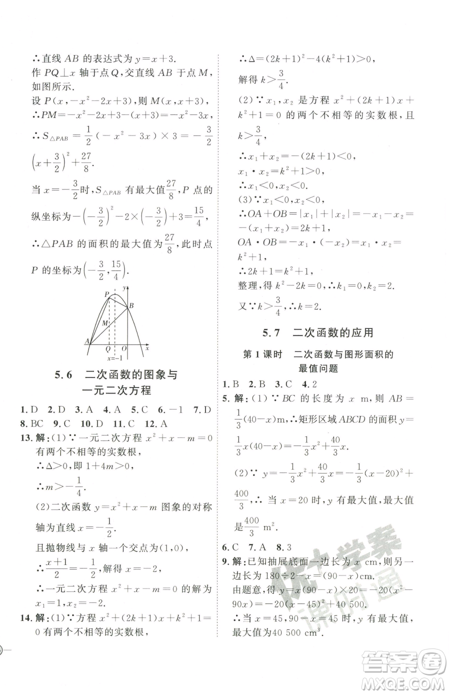延邊教育出版社2023優(yōu)+學(xué)案課時(shí)通九年級(jí)下冊(cè)數(shù)學(xué)青島版濰坊專版參考答案
