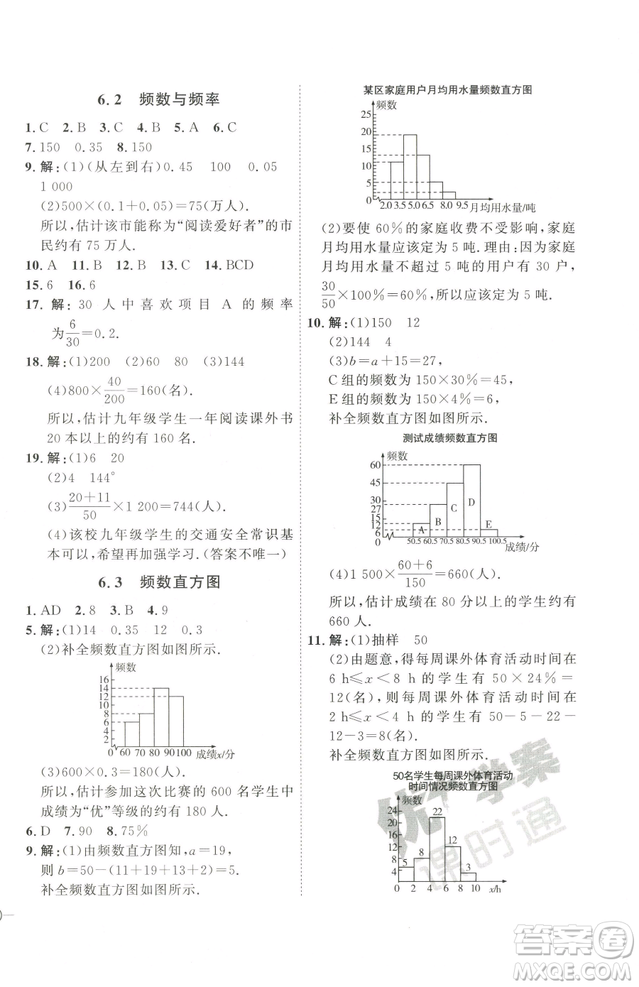 延邊教育出版社2023優(yōu)+學(xué)案課時(shí)通九年級(jí)下冊(cè)數(shù)學(xué)青島版濰坊專版參考答案