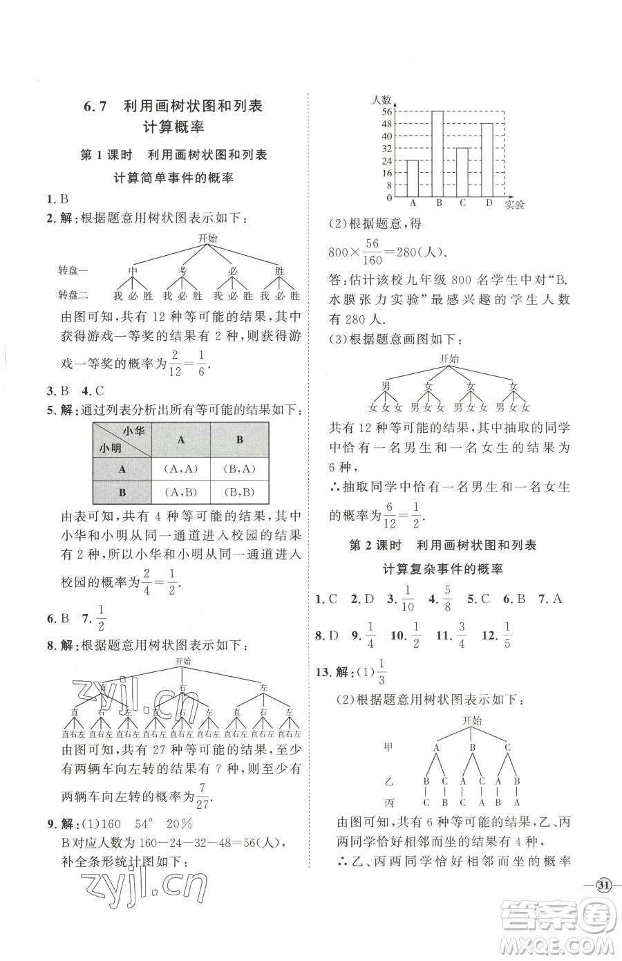 延邊教育出版社2023優(yōu)+學(xué)案課時(shí)通九年級(jí)下冊(cè)數(shù)學(xué)青島版濰坊專版參考答案