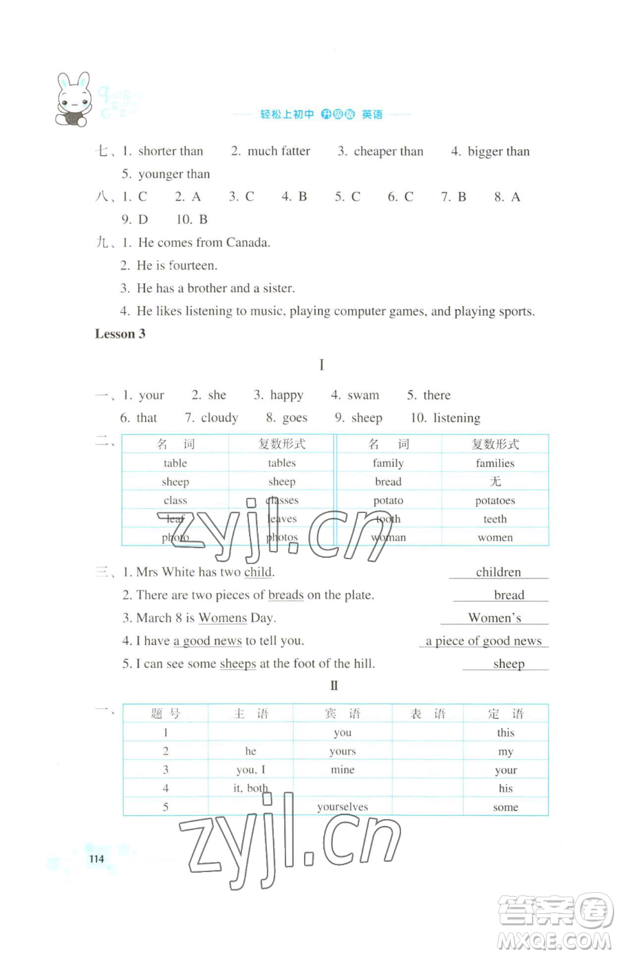 浙江教育出版社2023輕松上初中暑假作業(yè)六年級英語升級版參考答案