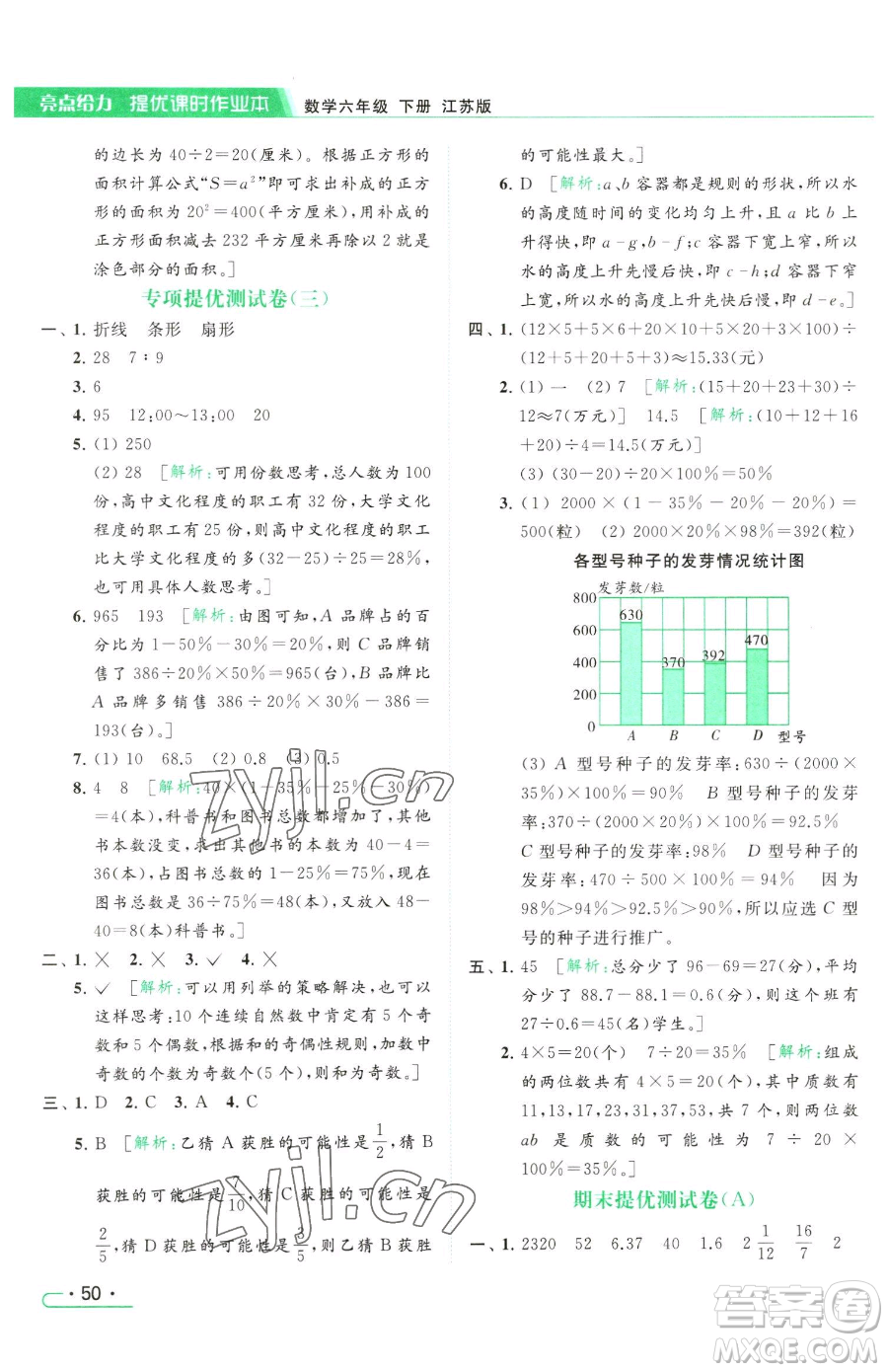 北京教育出版社2023亮點(diǎn)給力提優(yōu)課時(shí)作業(yè)本六年級(jí)下冊數(shù)學(xué)江蘇版參考答案