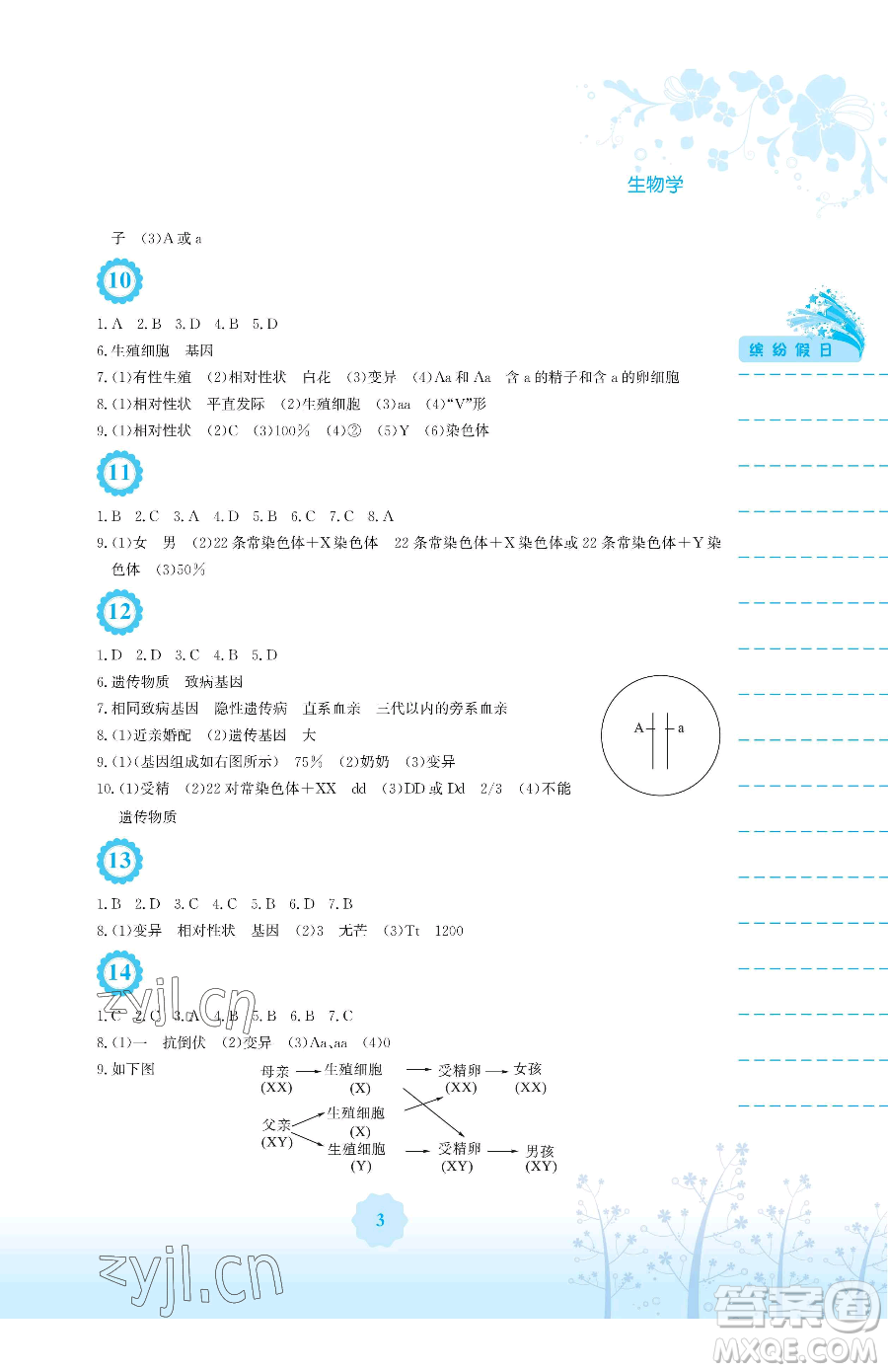 安徽教育出版社2023暑假生活八年級(jí)生物學(xué)蘇教版參考答案