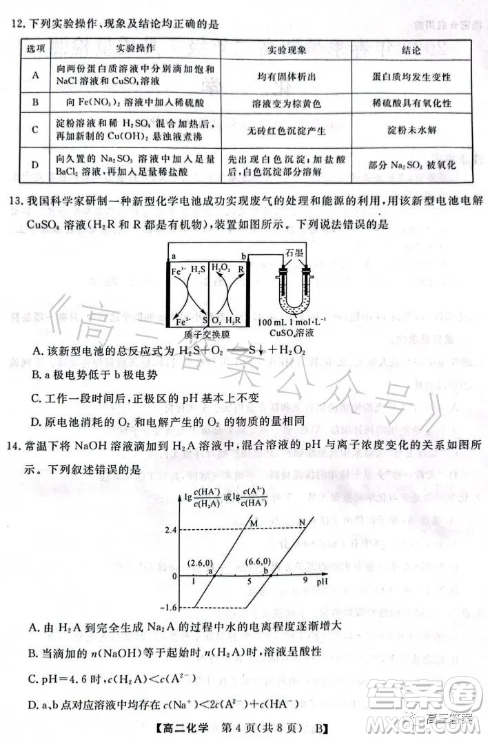 2023年春季學(xué)期高二年級(jí)7月質(zhì)量檢測化學(xué)試卷答案