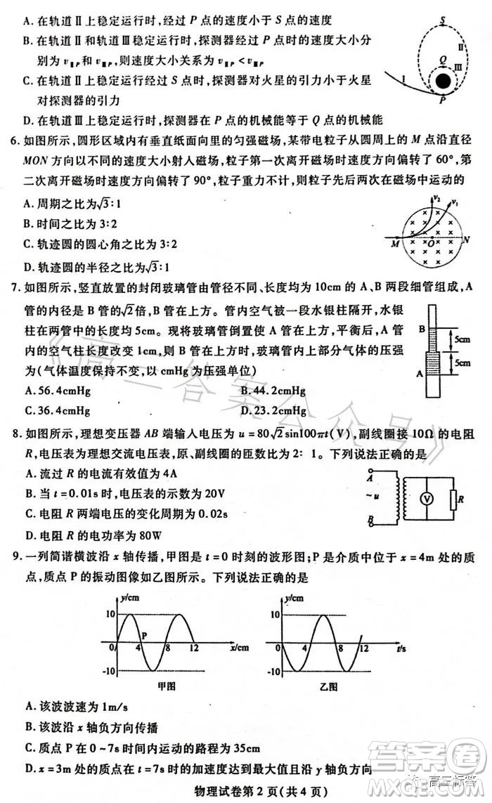 哈爾濱市2021級(jí)高二下學(xué)期學(xué)業(yè)質(zhì)量檢測(cè)物理試卷答案