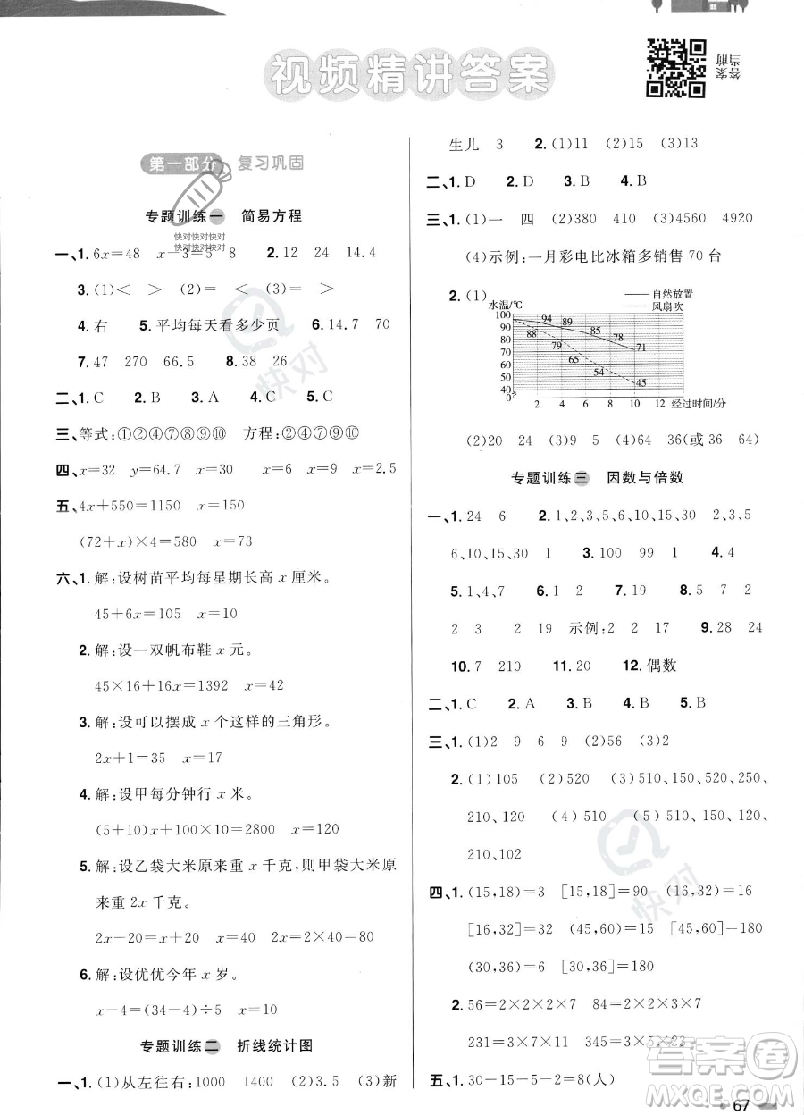 江西教育出版社2023陽光同學(xué)暑假銜接5升6數(shù)學(xué)蘇教版答案