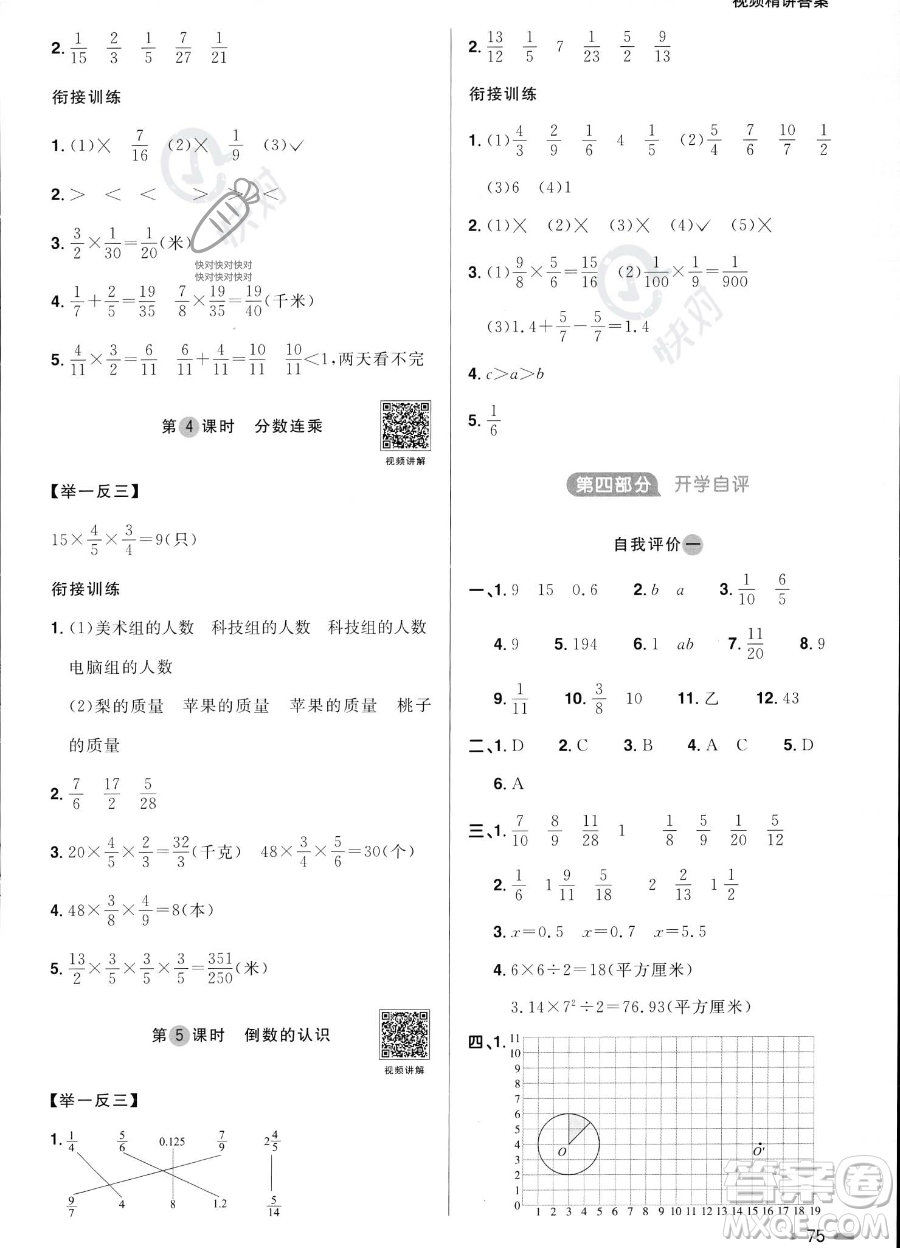 江西教育出版社2023陽光同學(xué)暑假銜接5升6數(shù)學(xué)蘇教版答案