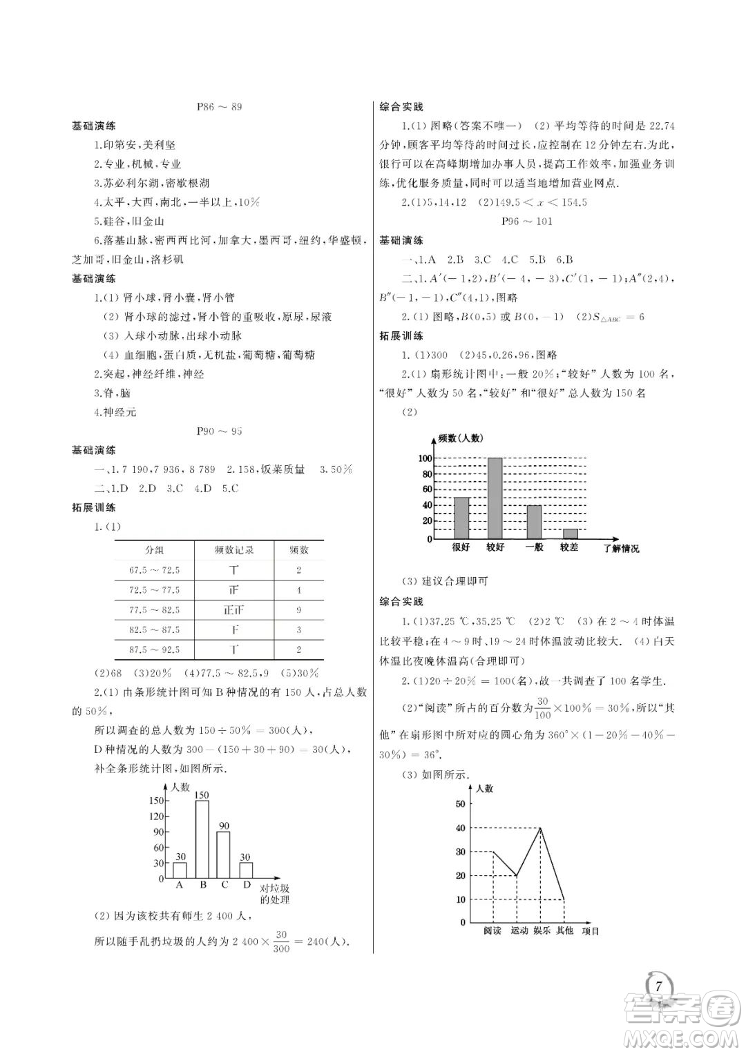 大連理工大學(xué)出版社2023年假期伙伴暑假作業(yè)七年級理綜答案