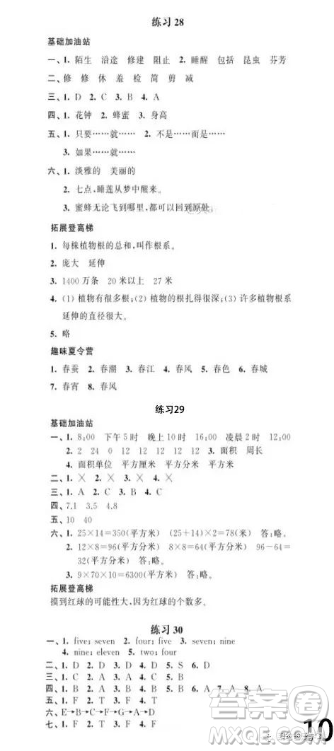 江蘇鳳凰科學(xué)技術(shù)出版社2023年快樂假期暑假作業(yè)三年級語文數(shù)學(xué)英語答案