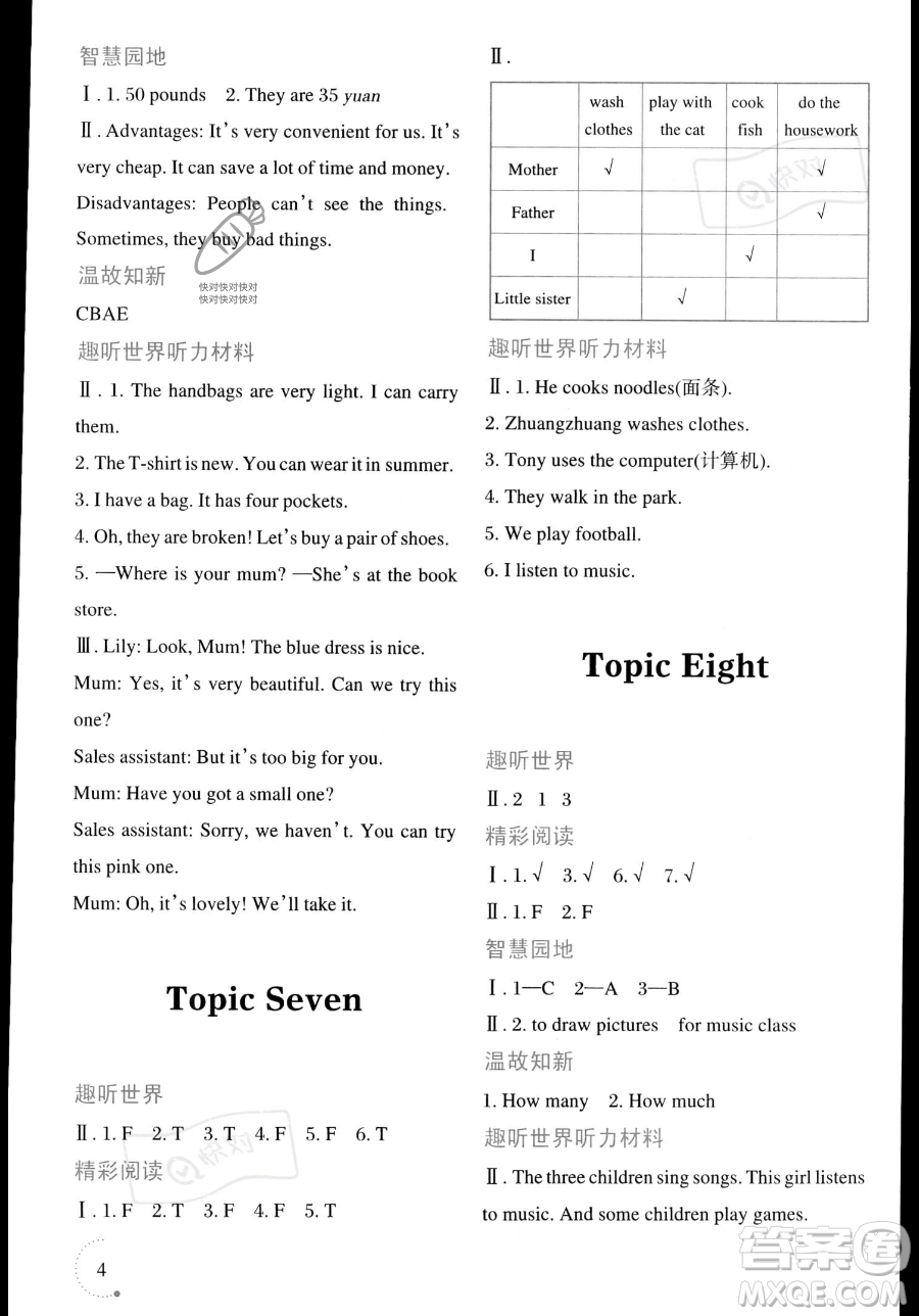 遼寧師范大學(xué)出版社2023年暑假樂(lè)園四年級(jí)英語(yǔ)通用版答案