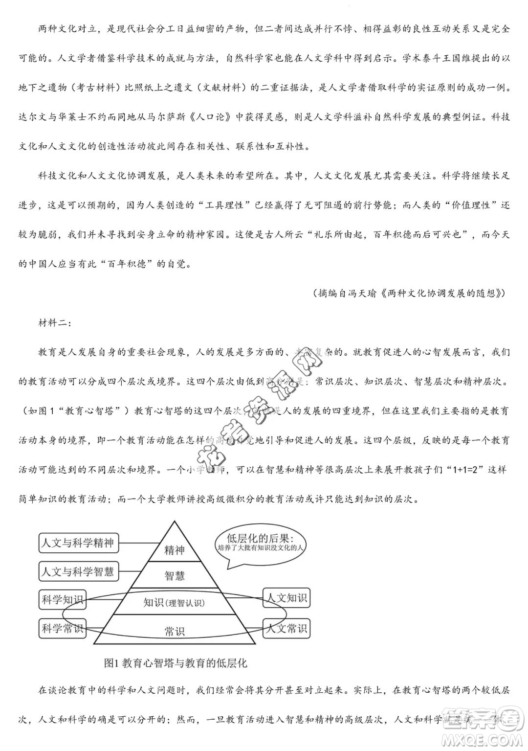 大慶實驗中學2022-2023學年高二下學期期末考試語文試題答案