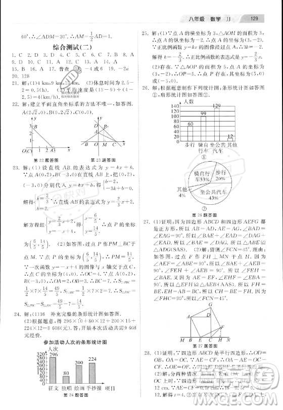 河北美術(shù)出版社2023年暑假作業(yè)八年級數(shù)學(xué)冀教版答案