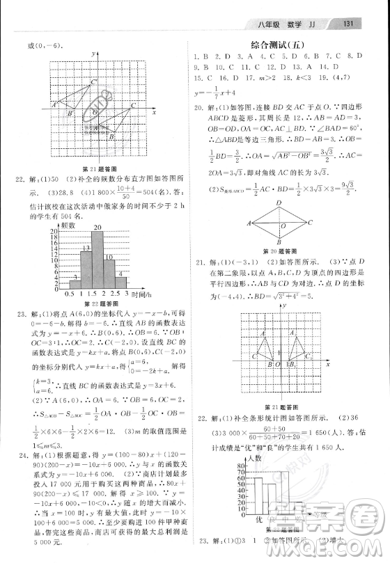 河北美術(shù)出版社2023年暑假作業(yè)八年級數(shù)學(xué)冀教版答案
