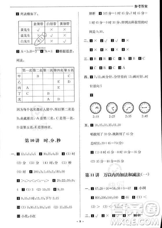 江蘇鳳凰美術(shù)出版社2023年名師點(diǎn)撥暑假銜接培優(yōu)100分二升三年級(jí)數(shù)學(xué)通用版答案