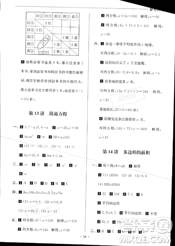 江蘇鳳凰美術出版社2023年名師點撥暑假銜接培優(yōu)100分四升五年級數(shù)學通用版答案