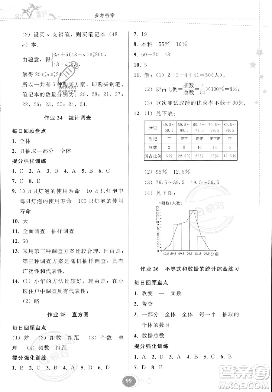 貴州人民出版社2023年暑假作業(yè)七年級數(shù)學(xué)人教版答案