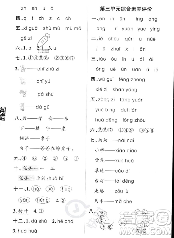 遼寧教育出版社2023PASS小學學霸作業(yè)本一年級上冊語文人教版答案