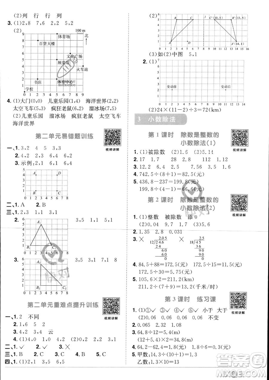 江西教育出版社2023陽(yáng)光同學(xué)課時(shí)優(yōu)化作業(yè)五年級(jí)上冊(cè)數(shù)學(xué)人教版答案