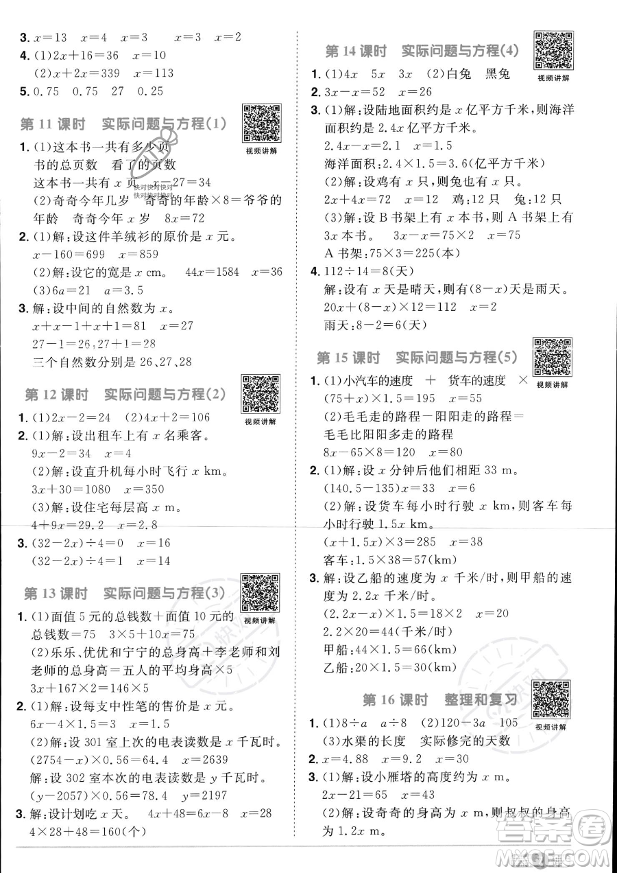 江西教育出版社2023陽(yáng)光同學(xué)課時(shí)優(yōu)化作業(yè)五年級(jí)上冊(cè)數(shù)學(xué)人教版答案