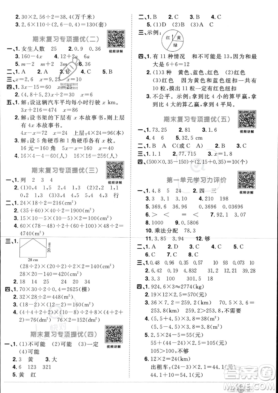 江西教育出版社2023陽(yáng)光同學(xué)課時(shí)優(yōu)化作業(yè)五年級(jí)上冊(cè)數(shù)學(xué)人教版答案