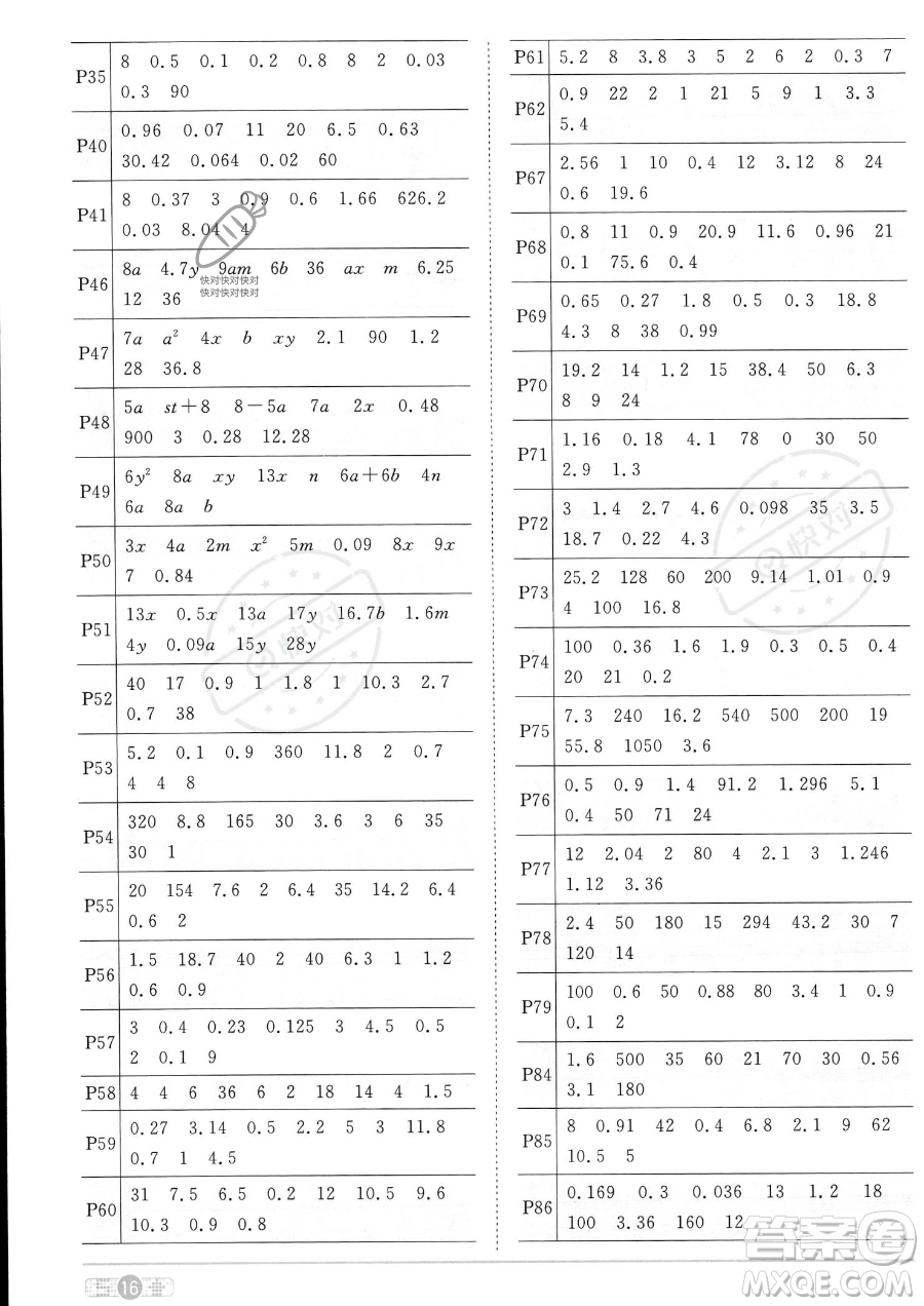 江西教育出版社2023陽(yáng)光同學(xué)課時(shí)優(yōu)化作業(yè)五年級(jí)上冊(cè)數(shù)學(xué)人教版答案