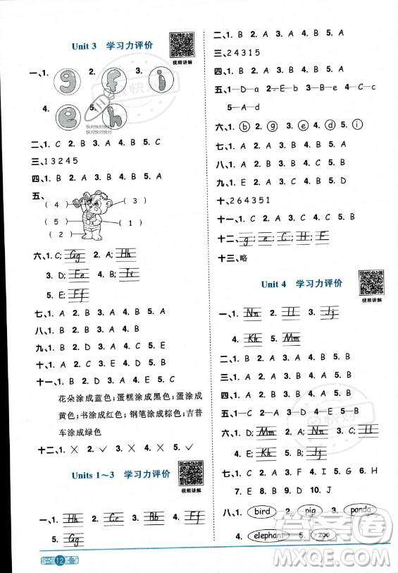 江西教育出版社2023陽(yáng)光同學(xué)課時(shí)優(yōu)化作業(yè)三年級(jí)上冊(cè)英語(yǔ)人教PEP版答案