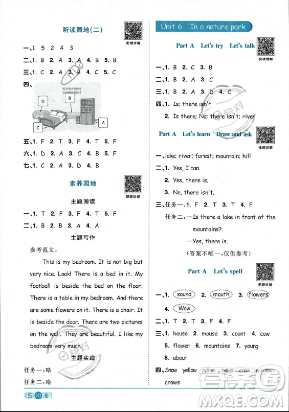 江西教育出版社2023陽(yáng)光同學(xué)課時(shí)優(yōu)化作業(yè)五年級(jí)上冊(cè)英語(yǔ)人教PEP版答案