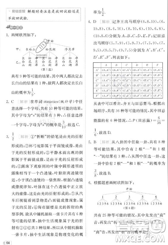 江蘇人民出版社2023實(shí)驗(yàn)班提優(yōu)訓(xùn)練九年級上冊數(shù)學(xué)人教版答案