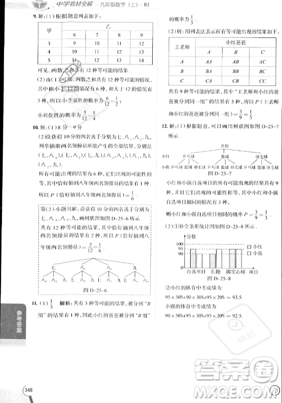 陜西人民教育出版社2023中學(xué)教材全解九年級上冊數(shù)學(xué)人教版答案