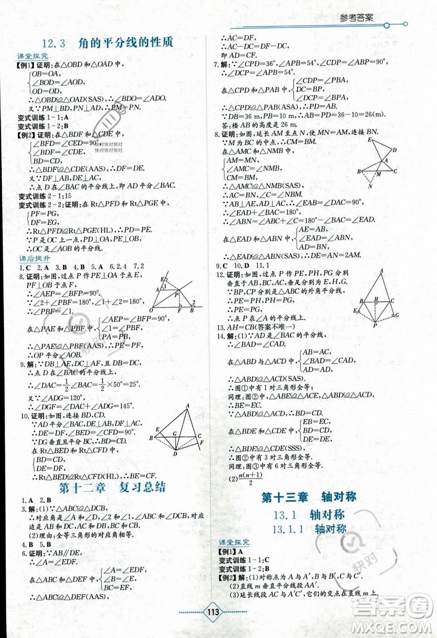 湖南教育出版社2023學法大視野八年級上冊數(shù)學人教版答案