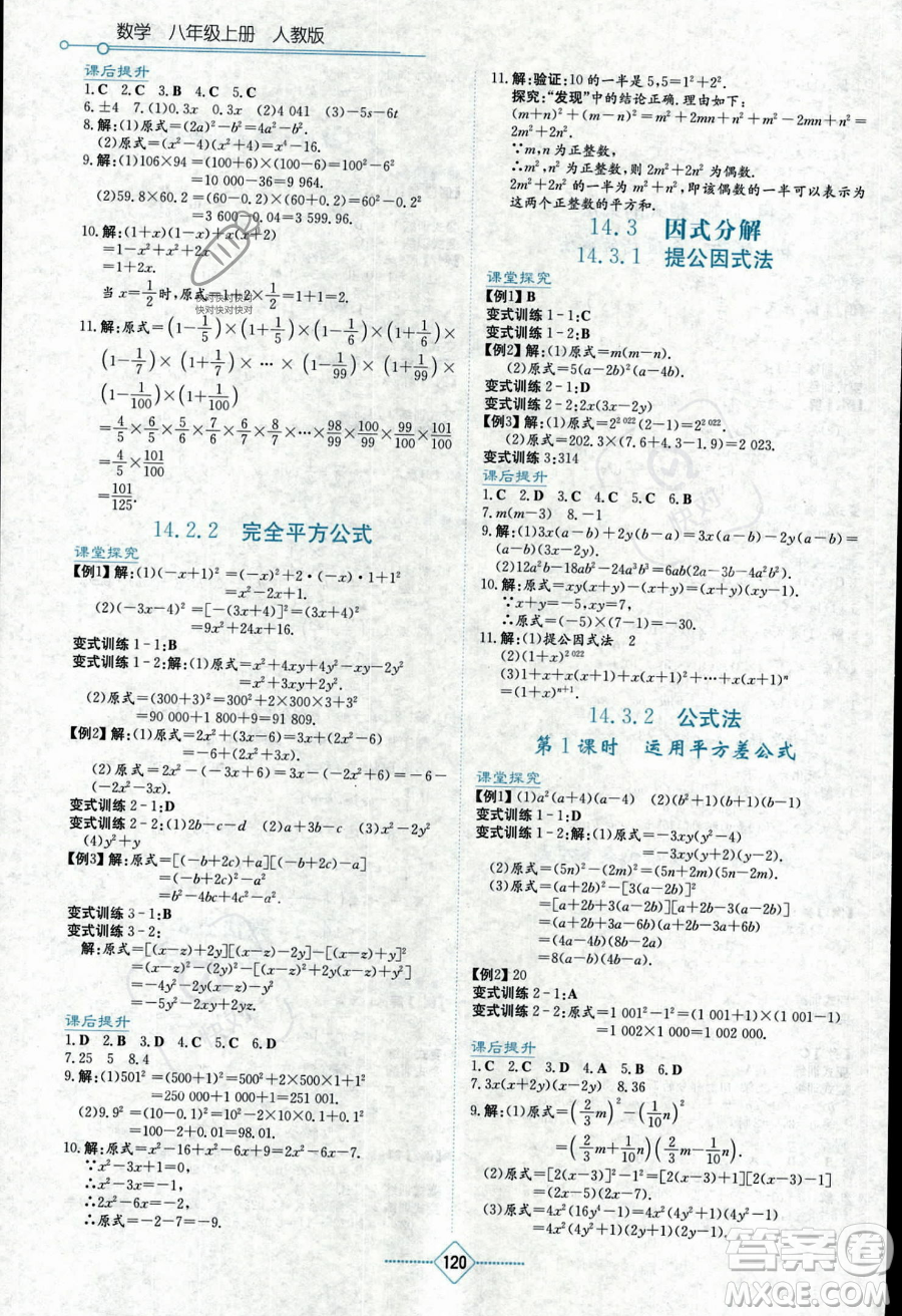 湖南教育出版社2023學法大視野八年級上冊數(shù)學人教版答案