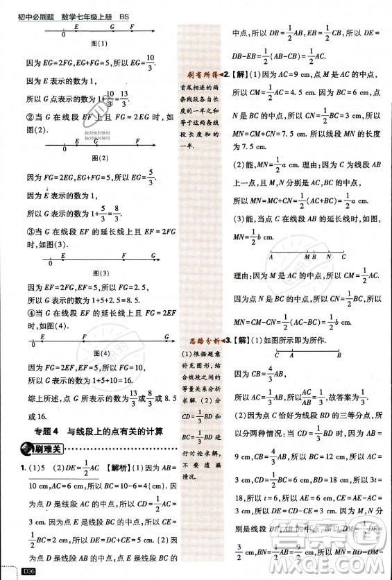 開明出版社2024屆初中必刷題七年級(jí)上冊(cè)數(shù)學(xué)北師大版答案