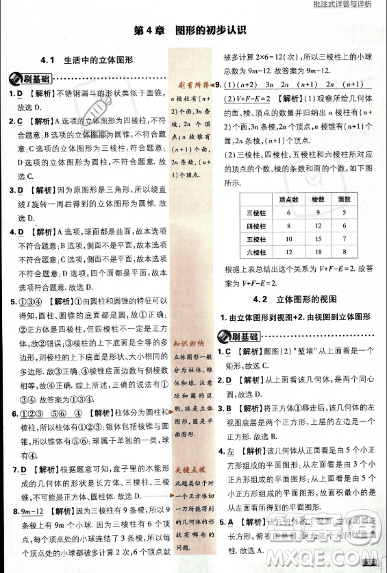 開明出版社2024屆初中必刷題七年級上冊數(shù)學(xué)華師版答案