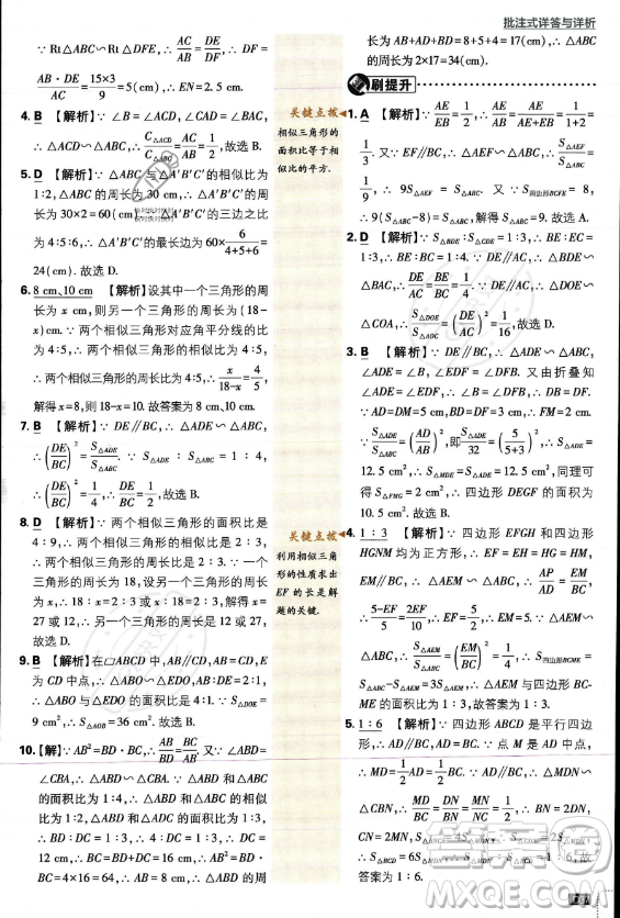 開(kāi)明出版社2024屆初中必刷題九年級(jí)上冊(cè)數(shù)學(xué)華師版答案