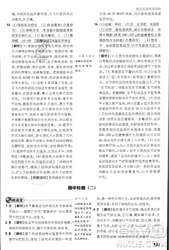 開(kāi)明出版社2024屆初中必刷題八年級(jí)上冊(cè)生物人教版答案