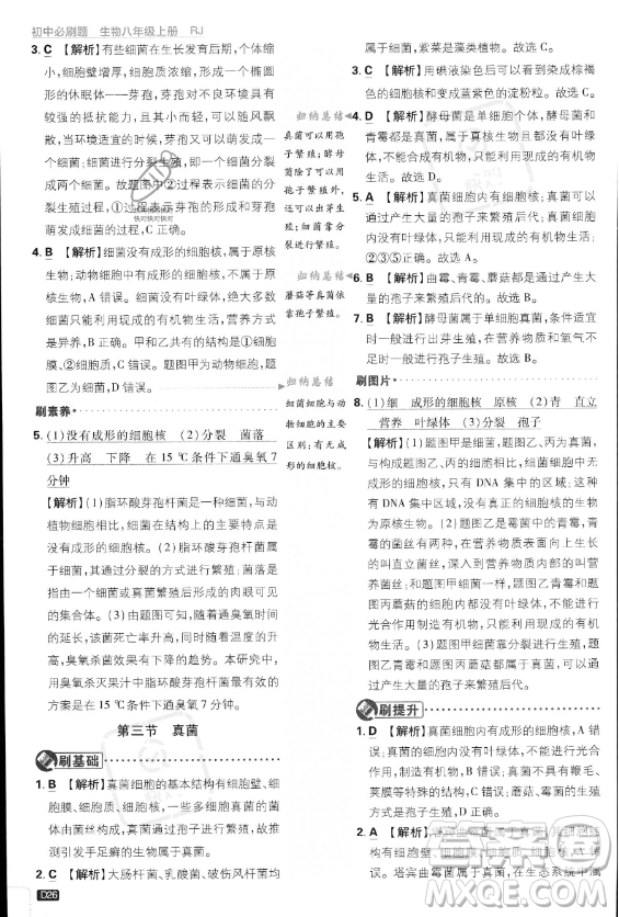 開(kāi)明出版社2024屆初中必刷題八年級(jí)上冊(cè)生物人教版答案