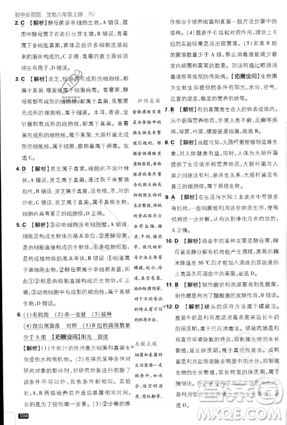開(kāi)明出版社2024屆初中必刷題八年級(jí)上冊(cè)生物人教版答案