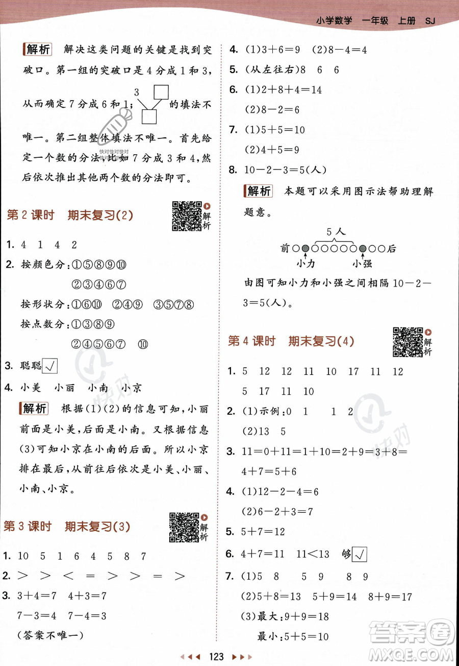 教育科學(xué)出版社2023年秋季53天天練一年級(jí)上冊(cè)數(shù)學(xué)蘇教版答案