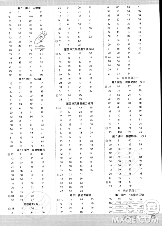 江西教育出版社2023年秋季陽(yáng)光同學(xué)計(jì)算小達(dá)人二年級(jí)上冊(cè)數(shù)學(xué)人教版答案