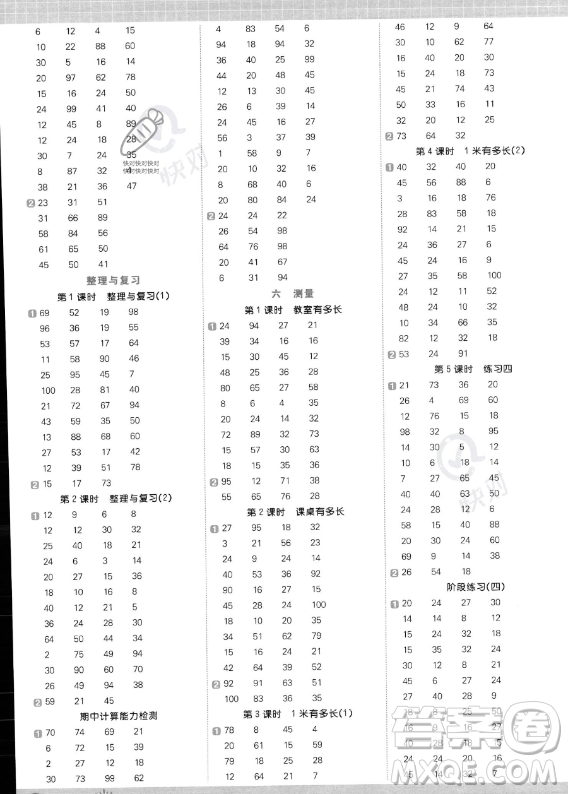 江西教育出版社2023年秋季陽(yáng)光同學(xué)計(jì)算小達(dá)人二年級(jí)上冊(cè)數(shù)學(xué)北師大版答案