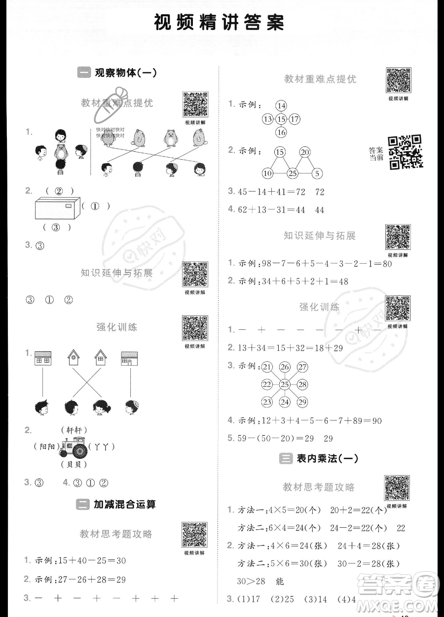 江西教育出版社2023年秋季陽(yáng)光同學(xué)課時(shí)優(yōu)化作業(yè)二年級(jí)上冊(cè)數(shù)學(xué)冀教版答案