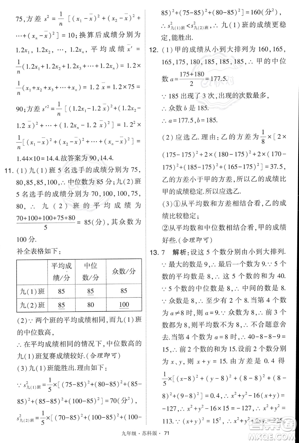 甘肅少年兒童出版社2023年秋季學霸題中題九年級上冊數學蘇科版答案