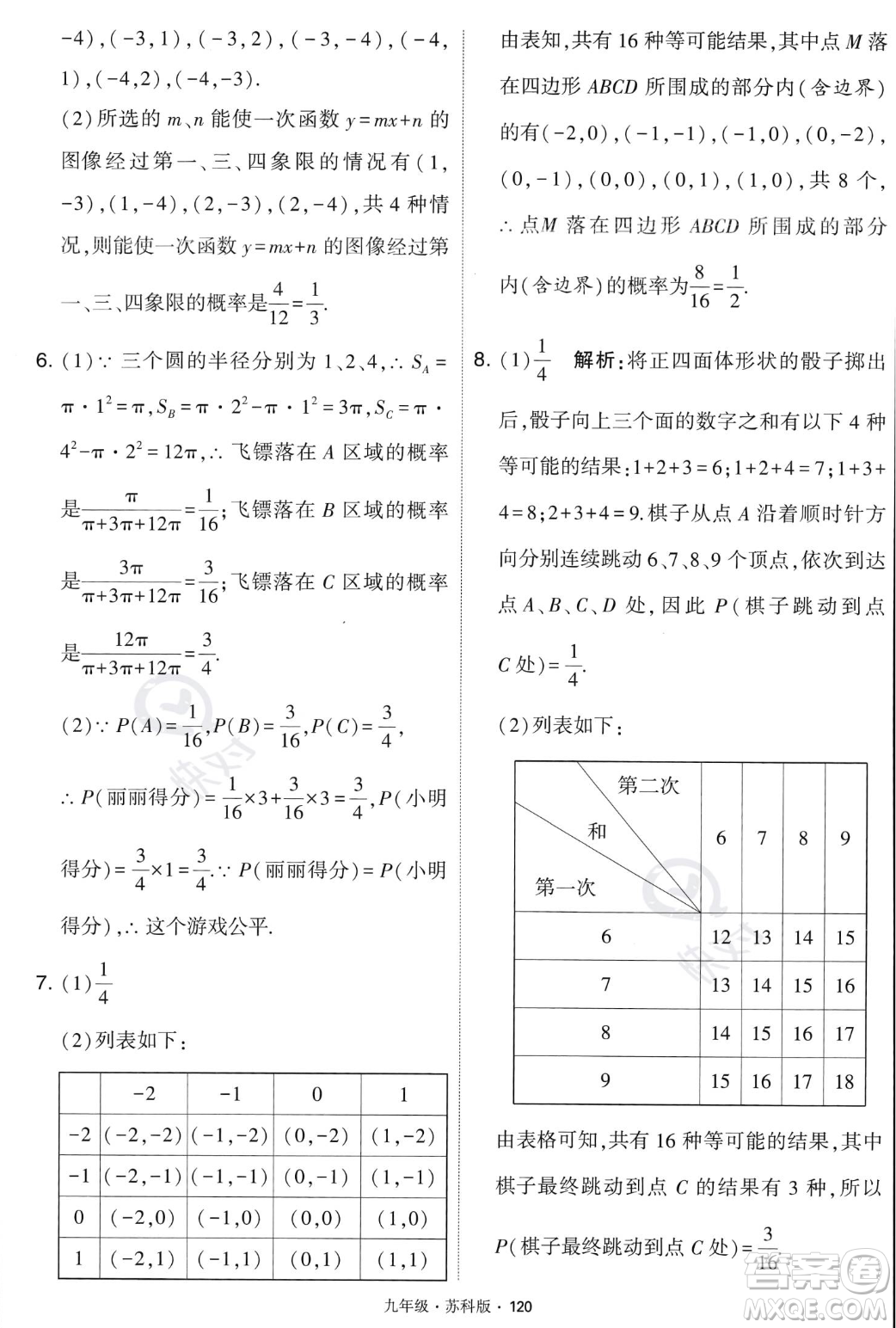 甘肅少年兒童出版社2023年秋季學霸題中題九年級上冊數學蘇科版答案