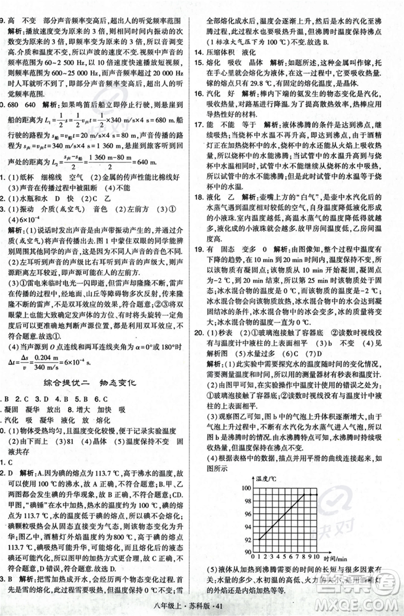 甘肅少年兒童出版社2023年秋季學(xué)霸題中題八年級(jí)上冊(cè)物理蘇科版答案