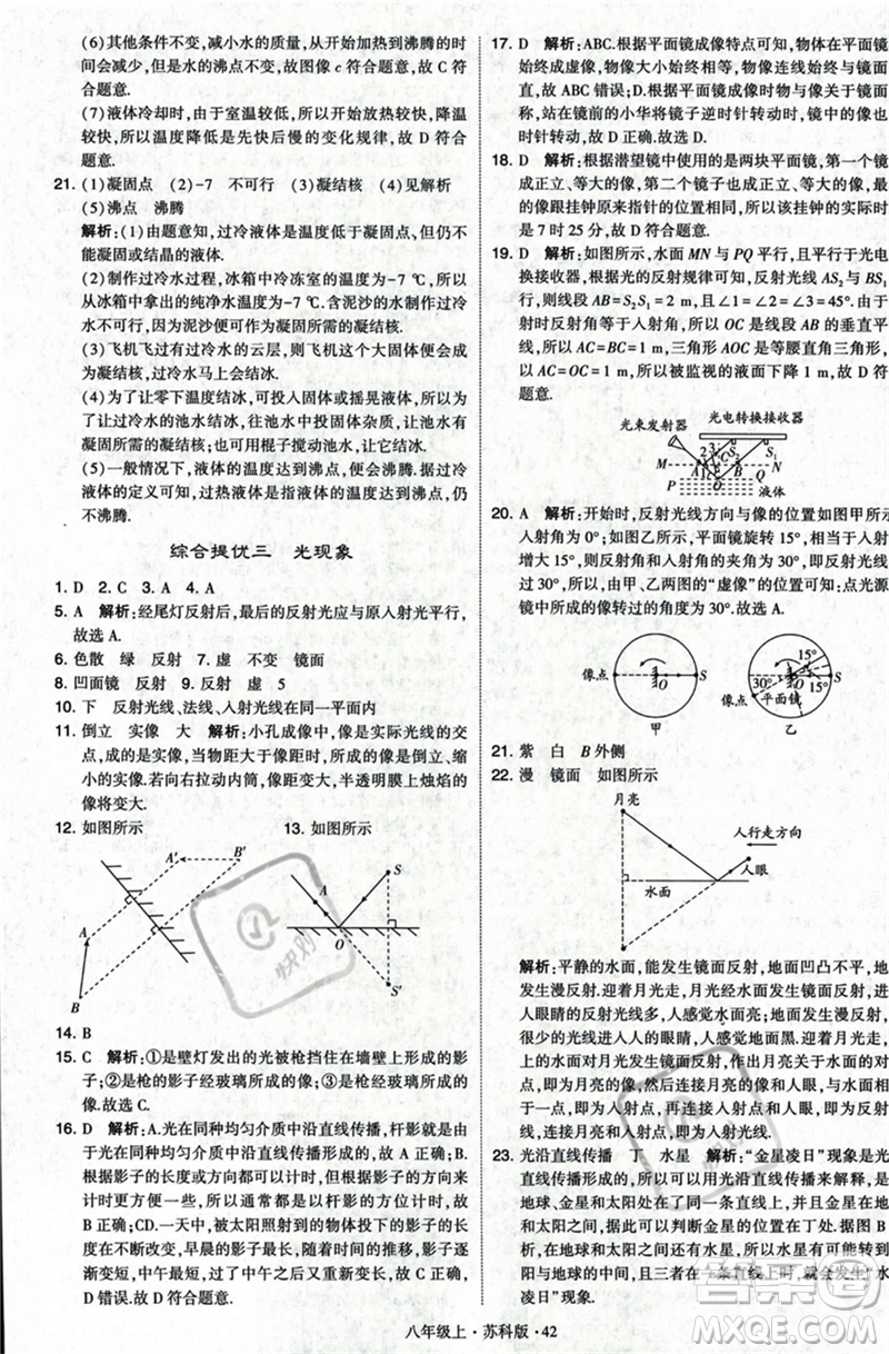 甘肅少年兒童出版社2023年秋季學(xué)霸題中題八年級(jí)上冊(cè)物理蘇科版答案