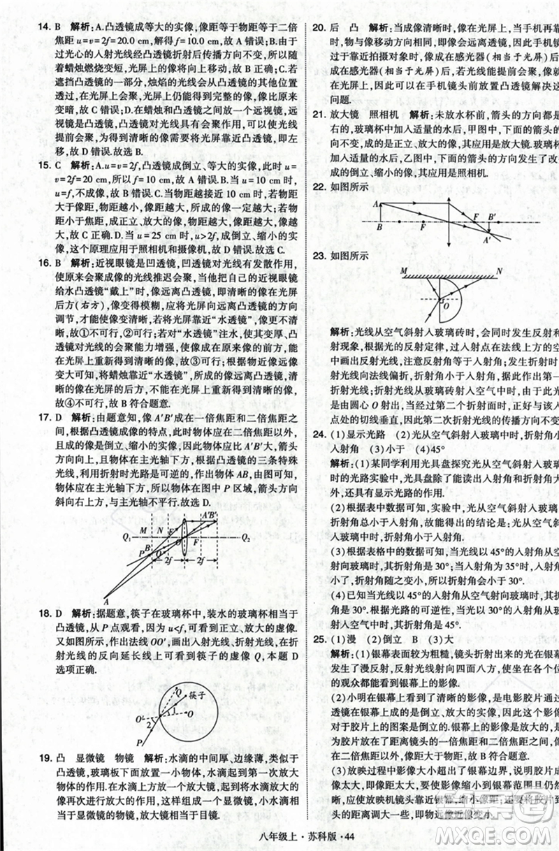甘肅少年兒童出版社2023年秋季學(xué)霸題中題八年級(jí)上冊(cè)物理蘇科版答案
