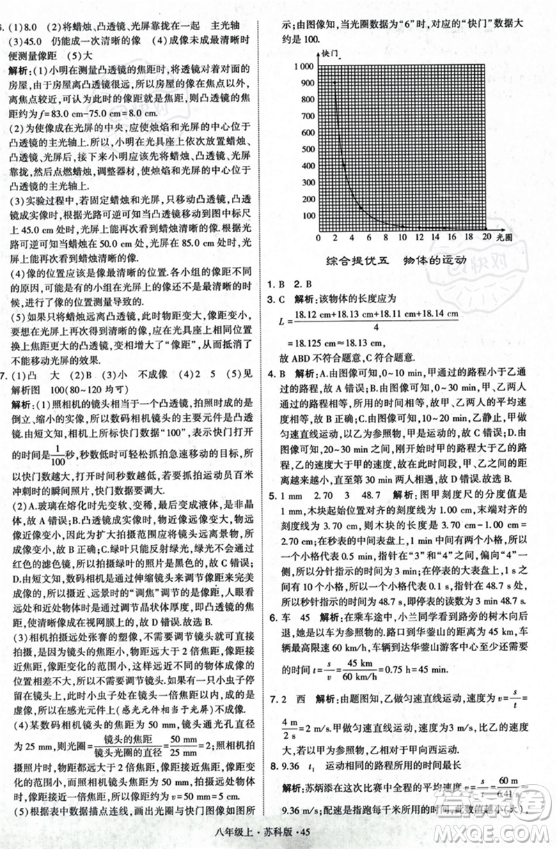 甘肅少年兒童出版社2023年秋季學(xué)霸題中題八年級(jí)上冊(cè)物理蘇科版答案